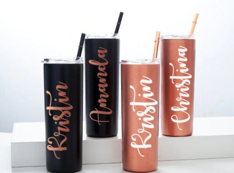 Custom Tumbler Personalized Tumbler With Straw Bridesmaid Gifts Skinny Tumbler Bridesmaid Cups Bridesmaid Proposal Bachelorette Party Favors