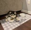 Custom Dog Mat, Pet Feeding Placemat, Personalized Dog Bowl Mat, Pet Food Mat, Puppy Placemat, Neutral Gray Blue Pink Pet Bowl Mat, Pet Gift