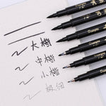 6 Pcs Chinese Calligraphy Pens - Black Hand Lettering Pen Set - Calligraphy Kit - Beginner Calligraphy Markers Brush Pens - Drawing Pens