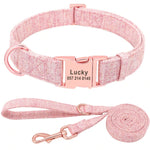 Personalized Dog Collar and Leash Set, Custom Dog Collar with Name Plate, Engraved Dog Collar, Leather Dog Collar, Small Medium Large Dogs