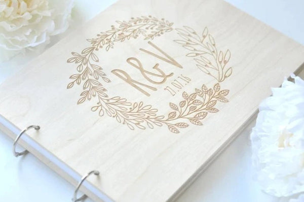 Personalized Wedding Guestbook, Custom Wedding Guest Book, Reception Signing Book, Engagement Party Bridal Shower Modern Elegant Blank Book