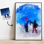 ภาพวาดสีน้ำดิจิทัลสั่งทำ - ภาพวาดส่วนตัว - ของขวัญงานแต่งงาน - ภาพครอบครัวงานแต่งงานสั่งทำ - ของขวัญครบรอบ