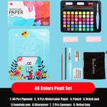 Watercolor Paints Set With Brush - Solid Pigment Pen Painting Supplies Art Supplies Professional Artist Travel Paints 48 Pieces