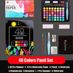 Watercolor Paints Set With Brush - Solid Pigment Pen Painting Supplies Art Supplies Professional Artist Travel Paints 48 Pieces