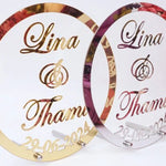 Custom Wedding Sign - Round Personalized Wedding Name Sign - Mr and Mrs Sign - Freestanding Table Décor Centerpiece - Surname Sign