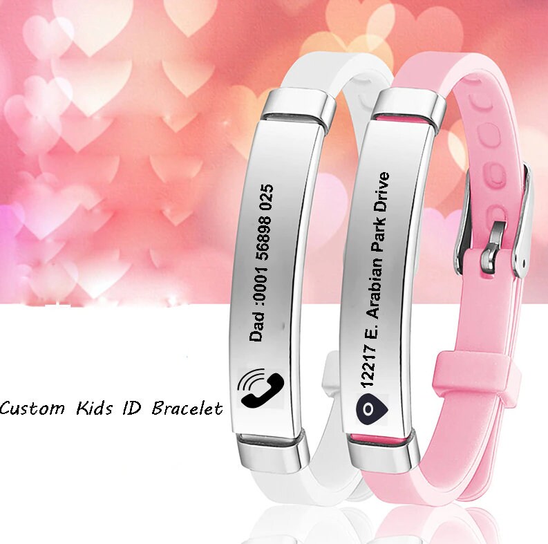 Custom Kids ID Bracelet - Personalized Baby Jewelry - Phone Number Bracelet for Kids- Emergency Bracelet -  Child ID