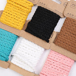 เชือกหนังถักแบน 3 หลา - สีน้ำตาล ดำ ขาว เหลือง ชมพู - ขนาด 5 มม. - อุปกรณ์ทำสร้อยข้อมือ, งานทำเครื่องประดับสำหรับผู้ชาย