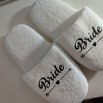 Custom Bride Bridesmaid Slippers Fluffy | Personalized Bridesmaid Gifts | Bachelorette Party | Wedding Gifts | Bridal Shower | Indoor Shoes