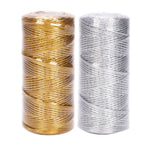 เชือกแมคราเม่พรีเมียมสีทองเงินเมทัลลิก 1.5 มม. ยาว 109 หลา (100 เมตร) - เชือกแมคราเม่บิดเดี่ยว เชือกฝ้าย เชือกแมคราเม่บิด