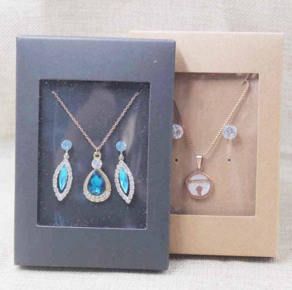 Kraft Jewelry Boxes, Paper Boxes Earring Card Necklace Card, Small Packaging Boxes For Earring Necklace Ring, Bulk Wholesale Gift Box