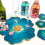 Flower Coaster Mold, Resin Casting Molds, Silicone Epoxy Tray Mold, Agate Making Mould Tool, Home DIY Accessory, Transparent Fluid