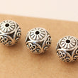 Round Spacer Beads -  Metal Spacer Beads - Silver Spacers -Jewelry Supplies - Craft Supplies - Hollow Flower Beads - Antique Vintage Design