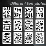 สเตนซิลสัตว์ - สเตนซิลไดโนเสาร์ คน ต้นไม้ ดอกไม้ รับปริญญา ปลา งานฝีมือ - สเตนซิลผนัง - สเตนซิลวาดภาพ - สเตนซิลแอร์บรัช