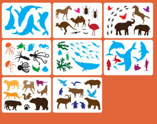 Animal Stencil - Whale Tiger Fish Elephant Horse Peacock Kangaroo Craft Stencils Wall Stencil - Paint Painting Stencils - Airbrush Stencils
