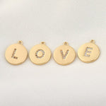 Round Charm, Gold Initial Charm, Personalized Charm, Letter Charm, Single Alphabet Charm, Letter Drop Charm for Necklace Jewelry Making