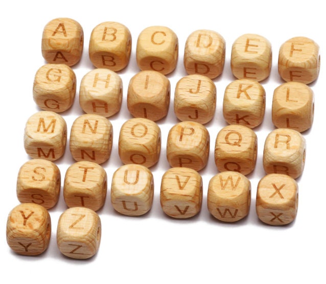 Wooden Letter Beads, Sophisticated Letter Beads for Jewelry Making, Adult Letter Beads for Bracelet, Colorful Alphabet Beads, Unique