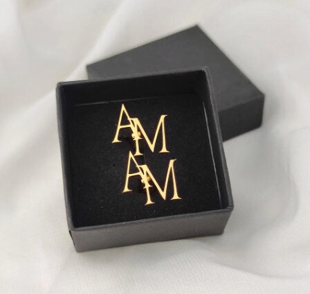 Personalized Cuff Links, Monogrammed Cufflinks with Initials, Boyfriend Husband Gift Metal Monogram, Groomsmen Gift, Wedding Gift for Him