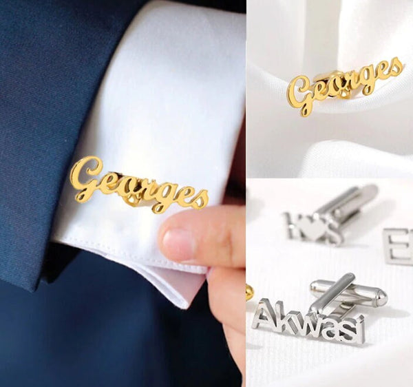 Personalized Cuff Links, Monogrammed Cufflinks with Name, Boyfriend Husband Gift Metal Monogram, Groomsmen Gift, Wedding Gift for Him