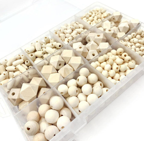 Natural Wood Beads 6mm - 18 mm, Bead Destash, Unfinished Wood Beads, Round Beads, Geometric Macramé Beads, Jewelry Supply Large Wooden Beads