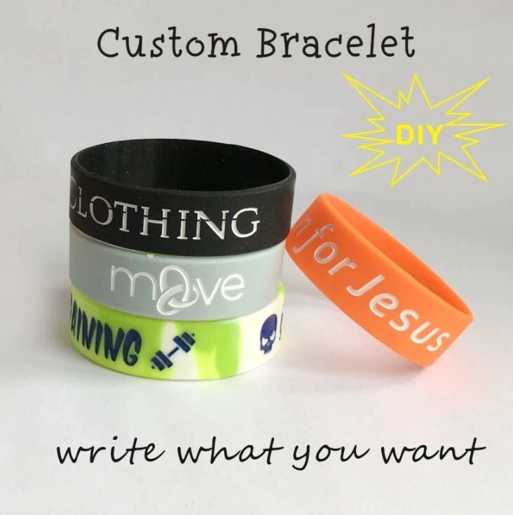 Custom Wristbands - Thick Personalized Text Printing - Rubber Silicone Bracelet  Events, Motivation, Gifts, Cancer Support, Fundraisers
