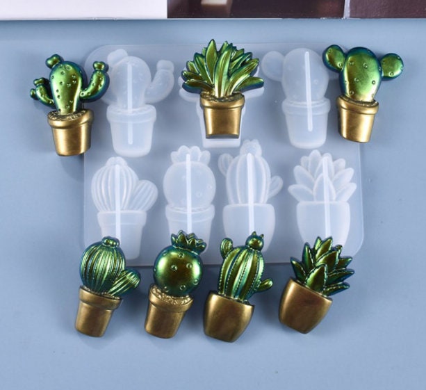 succulent chocolate mold 3D Cactus Mould Non-stick Handmade Silicone Translucent Epoxy Resin Mold for DIY Crafts
