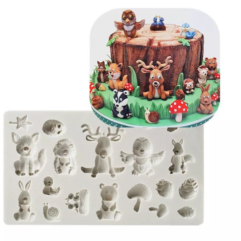 Animal Silicone Mold, Deer, Rabbit, Fox Fondant, Soap, Resin Cake Decorating, Candy, Cooking, Jewelry, Beach, Chocolate, Polymer Clay Animal