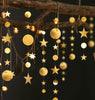 Wire Star Moon Hanging Decorations -  Hanging Stars Gold Silver Accent Christmas Home Decor Festive Accessories Garland - Nursery Kids Room