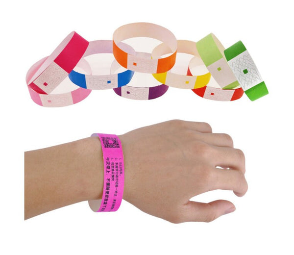 100 Custom Festival Party Wristband - Kid Medical Id Bracelet Paper Armband Event Wedding Wristbands Wish Band Entry Pass Bracelet Security