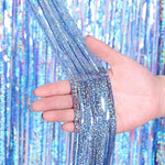 Bachelorette Party Decorations Metallic Rose Gold Fringe Foil Curtain - Set of 2 Bridal Shower Backdrop, Wedding, Birthday Photo Booth