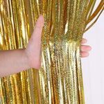 Bachelorette Party Decorations Metallic Rose Gold Fringe Foil Curtain - Set of 2 Bridal Shower Backdrop, Wedding, Birthday Photo Booth