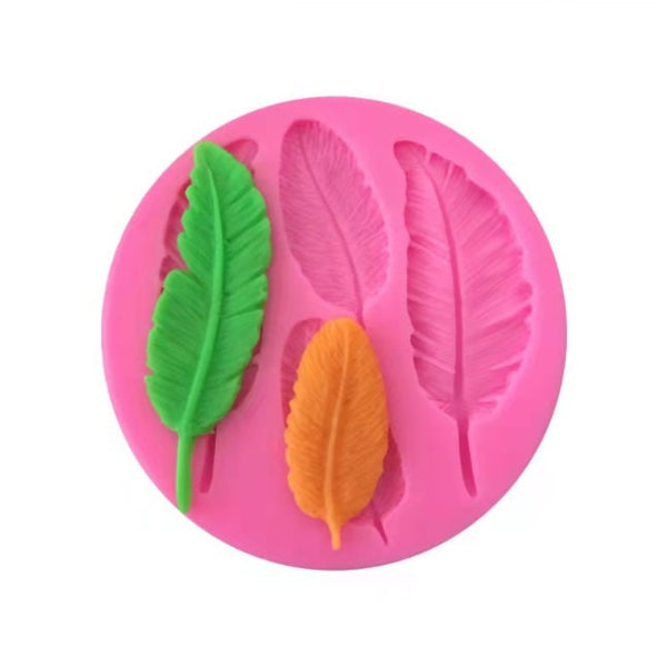 Feather and Feathers Pattern Silicone Mold - Decorating, Fondant, Baking, Soap, Ice Tray, Chocolate Candy Silicone Making Mold Sugarcraft