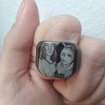 Personalized Engraved Photo Ring - Custom Mens Signet Ring Women Name Ring Engraving From Photo Family Fathers Day Gift Boyfriend Husband