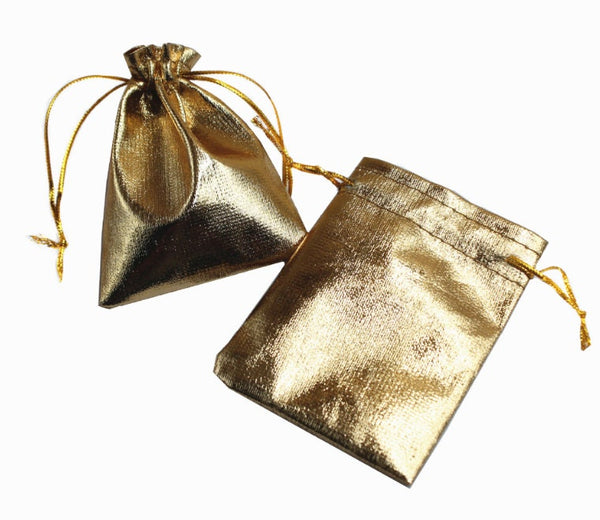 50 Pcs Gold Jewelry Pouch - Drawstring Pouch - Drawstring Bag - Jewelry Bag With Logo - Jewellery Flannel Pouch Packaging Bulk - Gift Bag