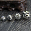 Round Spacer Beads - Silver Spacers - Metal Spacer Beads - Jewelry Supplies - Craft Supplies - Hollow Flower Beads - Antique Vintage Design