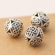 Round Spacer Beads -  Metal Spacer Beads - Silver Spacers -Jewelry Supplies - Craft Supplies - Hollow Flower Beads - Antique Vintage Design