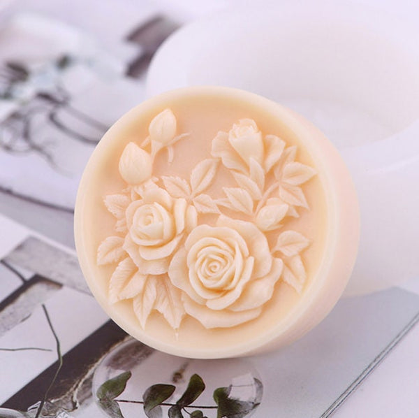 Kulatá forma na růžové mýdlo pro ruční výrobu mýdla, nástroj na výrobu lotion barů, silikonová forma na květinové dlaždice, forma na polymerovou hlínu, pryskyřici a vosk