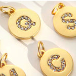 Round Charm, Gold Initial Charm, Personalized Charm, Letter Charm, Single Alphabet Charm, Letter Drop Charm for Necklace Jewelry Making