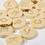 Round Charm, Gold Initial Charm, Personalized Charm, Letter Charm, Single Alphabet Charm, Letter Drop Charm for Necklace Jewelry Making