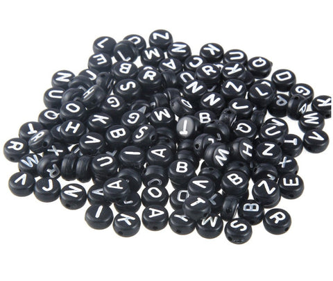 Black Alphabet Beads, Name Beads, Acrylic Letter Beads for Jewelry Making, Adult Letter Beads for Bracelet, Alphabet Beads, Unique