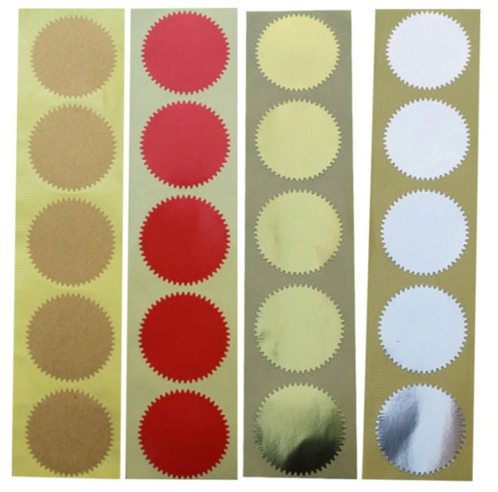 สติ๊กเกอร์ฟอยล์กาวนูน - สีเงิน เมทัลลิก ทอง แดง คราฟท์ - สติ๊กเกอร์สำหรับตราปั๊มนูน - ตราประทับใบรับรอง