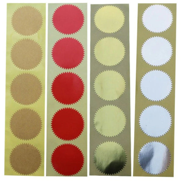Embossing Adhesive Foil Seals - Metallic Silver Gold Red Kraft - Stickers for your Embossed Impression - Certificate Seals Embosser Stamp