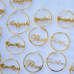 Custom Hoop Earring - Personalized Dangle Name Earrings - Dainty Minimalist - Gift for Her Wife Girlfriend Bridesmaid - Birthday Anniversary