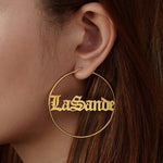 Custom Hoop Earring - Personalized Dangle Name Earrings - Dainty Minimalist - Gift for Her Wife Girlfriend Bridesmaid - Birthday Anniversary