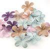 30 pcs Artificial Flower Heads Mini Leather Fabric Flowers Craft Home Party Decorations Scrapbooking Wreath Making Wedding Tiny Blossoms