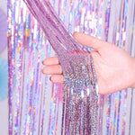 Bachelorette Party Decorations Metallic Rose Gold Fringe Foil Curtain - Set of 2 Bridal Shower Backdrop, Wedding, Birthday Photo Booth