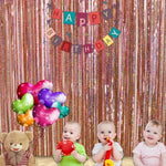 Bachelorette Party Decorations Metallic Rose Gold Fringe Foil Curtain - Set of 2 Bridal Shower Backdrop, Wedding, Birthday Photo Booth
