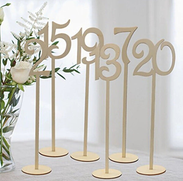 10 Pcs Wooden Table Numbers for Wedding Set | Fancy Wood Table Numbers | Laser Cut Table Numbers With Base | Event Accessories