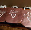 Custom Rose Gold Tote Gift Bags -Personalized Bridesmaid Beach Bag -  Beach Bags - Beach Tote Bag with Name - Wedding Favor Bridesmaid Gift