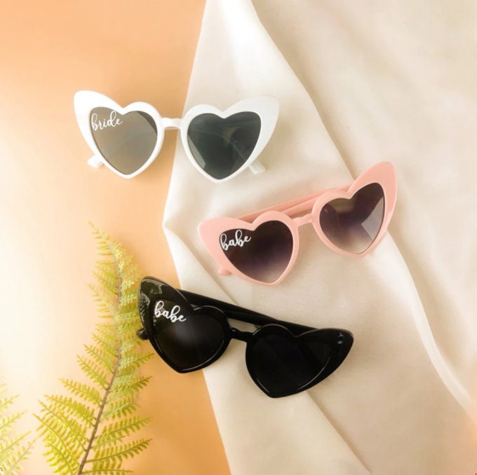 Personalized Heart Sunglasses, Custom Engraved Sunglasses, Womens Sunglasses, Bridesmaid Gift, Bachelorette Sunglasses,  Bride Sunglass