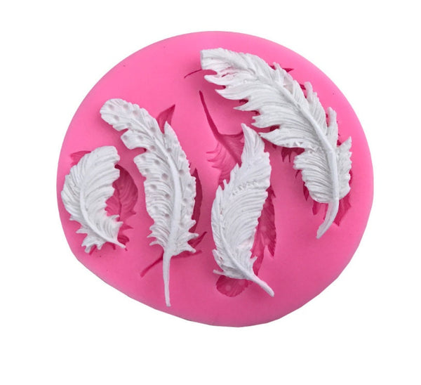 Feather and Feathers Pattern Silicone Mold - Fondant, Baking, Soap, Ice Tray, Chocolate Candy Silicone Making Mold Sugarcraft Decorating